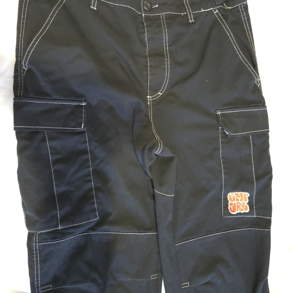 Zumiez Black Cargo Pants with White Stitch Detail